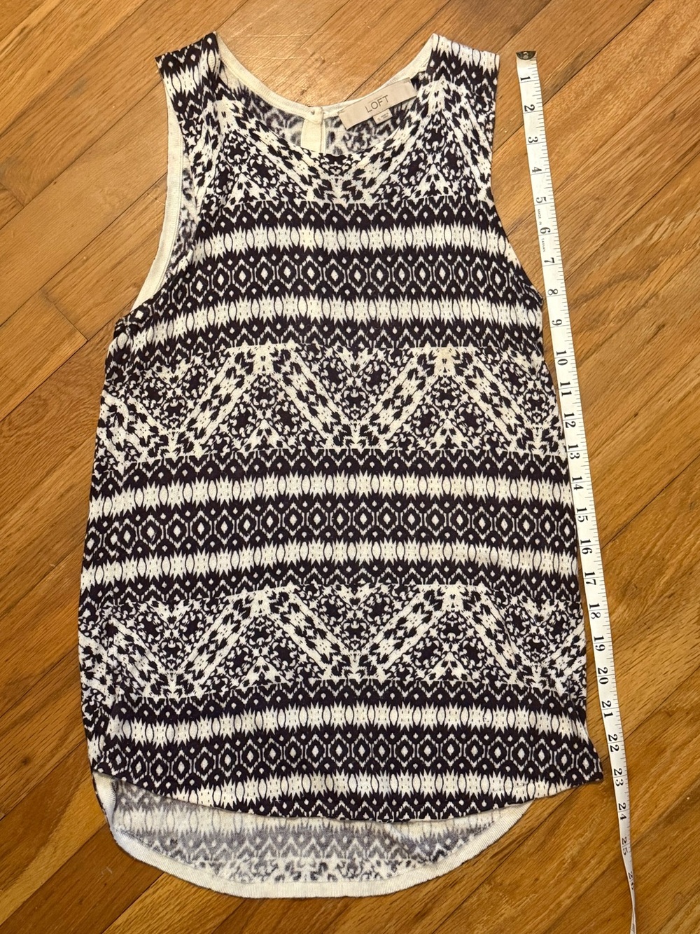 LOFT Purple & White Print Pattern Sleeveless Tank
